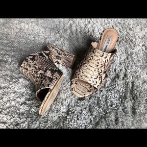 Brand new snakeskin mules